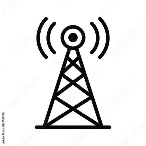 Global connectivity, connection tower, wireless signals, tower vector design