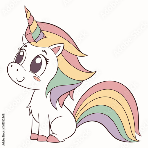 Cute Rainbow Unicorn Illustration