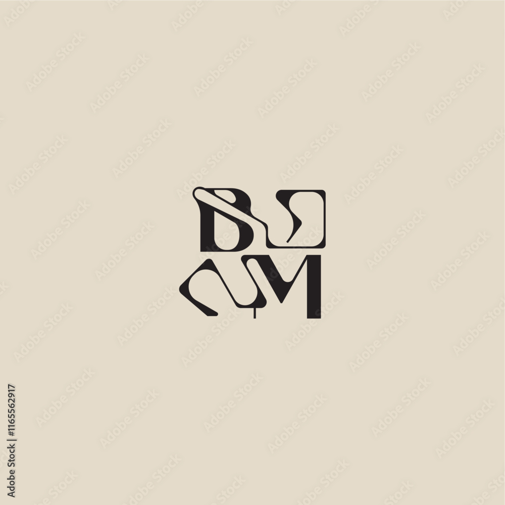elegant initial logo bold style and luxury concept BM curved typography monogram letter elegant initial logo bold style and luxury concept BM curved typography monogram letter