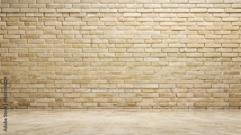 Fototapeta premium Beige Cream Brick Wall Texture: Old Brown Brick Wall Background for Home Decor Design