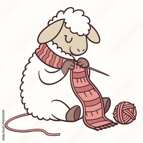 Cute Sheep Knitting Scarf