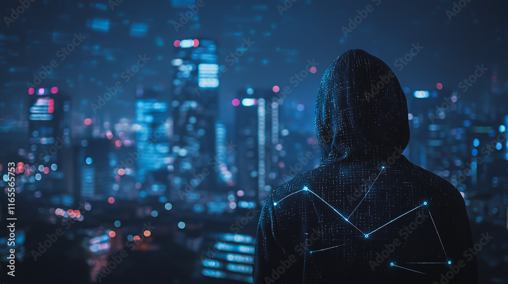 Hacker are planning to hack and attack networks and cyber security systems. Smart Innovation city with connection future wireless digital city and social media networking over the cityscape. Hacker are planning to hack and attack networks and cyber security systems. Smart Innovation city with connection future wireless digital city and social media networking over the cityscape.