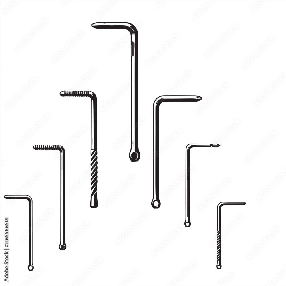 Allen Key Vector Illustration - Hex Key Tool Design Allen Key Vector Illustration - Hex Key Tool Design