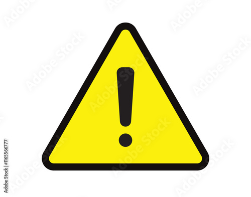 Yellow warning danger sign. Simple vector icon.