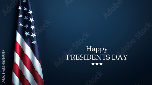 Obraz na płótnie Text Happy Presidents Day with on dark blue background with a US flag, American national holiday w salonie