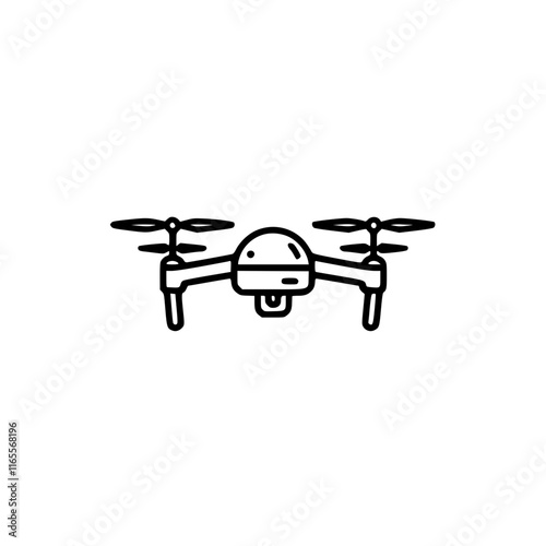 Quadcopter drone icon.  A simple line drawing of a modern unmanned aerial vehicle, perfect for technology, innovation, or aerial photography projects.