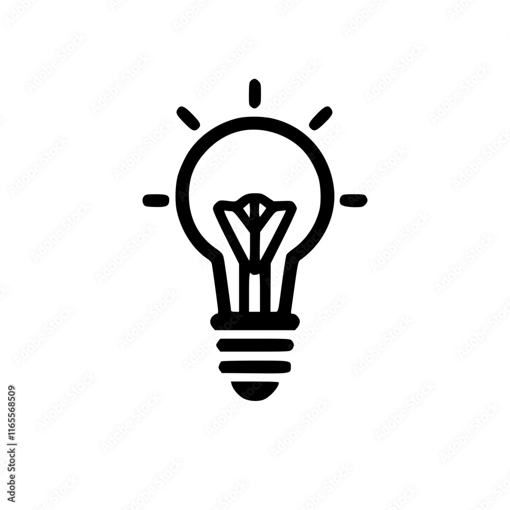 Bright lightbulb icon, symbolizing innovation, ideas, and solutions.  Perfect for presentations, websites, or any project needing a creative spark.
