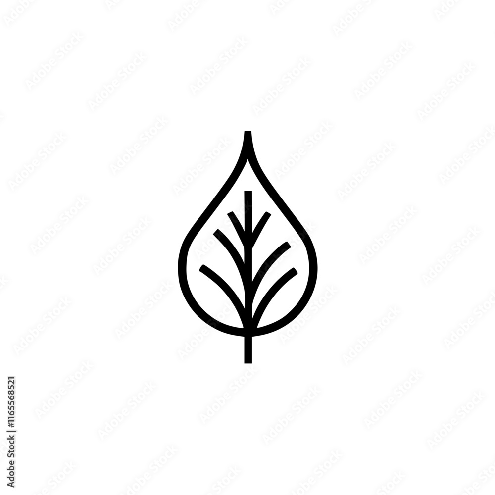 Simple line art illustration of a single leaf. A minimalist design, perfect for eco-friendly or nature-themed projects. Clean lines and a teardrop shape create a modern aesthetic. Simple line art illustration of a single leaf. A minimalist design, perfect for eco-friendly or nature-themed projects. Clean lines and a teardrop shape create a modern aesthetic.