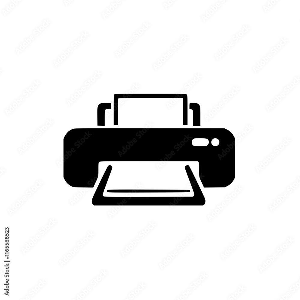 Simple black and white illustration of a printer. Perfect for websites, documents, or presentations needing a clean, professional graphic depicting printing technology. Simple black and white illustration of a printer. Perfect for websites, documents, or presentations needing a clean, professional graphic depicting printing technology.