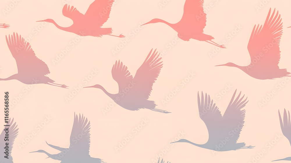 Obraz premium Graceful Crane Silhouettes