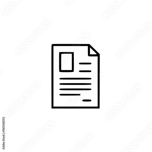 Simple line drawing of a document.  Perfect for representing forms, reports, or general paperwork in a clean, modern style. Ideal for websites, apps, and presentations.