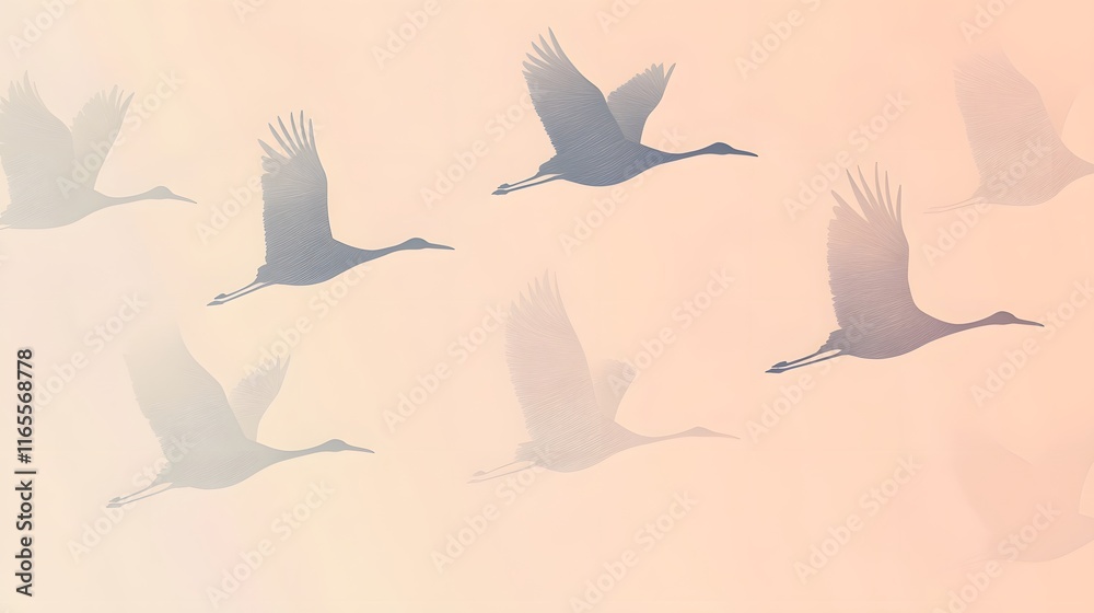 Obraz premium Graceful Crane Silhouettes
