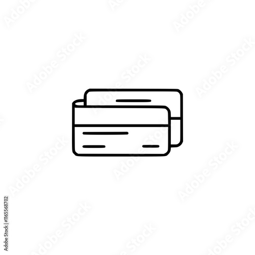 Two credit cards stacked on top of each other.  A simple line art illustration of payment cards, perfect for financial or banking related projects.