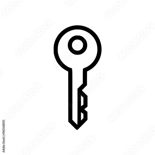 A simple line drawing of a key, perfect for representing access, security, or unlocking potential.  The minimalist design is versatile and easily adaptable to various applications.