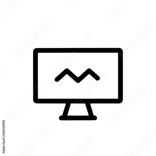 Simple monitor icon displaying a zig-zag line, suggesting a graph or signal.  Perfect for presentations, websites, or app design needing a visual representation of data fluctuation or progress.