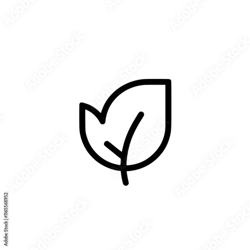 Simple line art illustration of a single leaf.  Perfect for eco-friendly or nature-themed designs, websites, or applications. Clean and minimalist style.