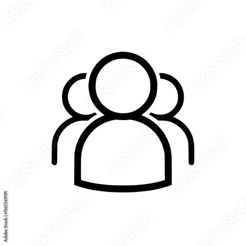 Simple icon representing a group of three people.  Ideal for websites, applications, and presentations needing a visual representation of teamwork, collaboration, or a community.