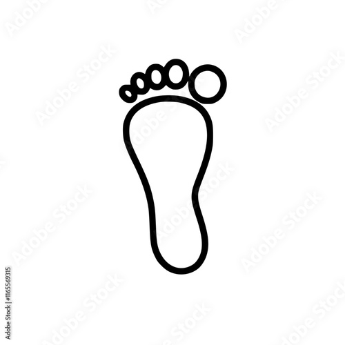 Simple line drawing of a single footprint, possibly representing a person's foot or a generic foot shape. Suitable for various applications.