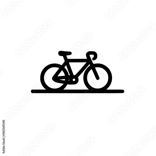 A simple line drawing of a bicycle, perfect for representing cycling, transportation, or a healthy lifestyle.  The clean design is versatile and easily adaptable to various contexts.