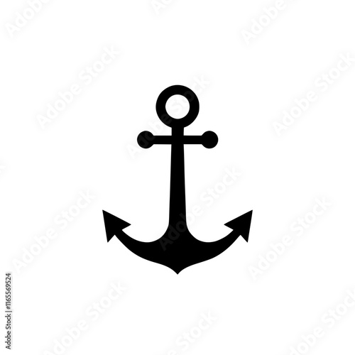 A simple, classic anchor icon.  Perfect for nautical themes, maritime designs, or representing stability and security.  This versatile image is ideal for various applications.