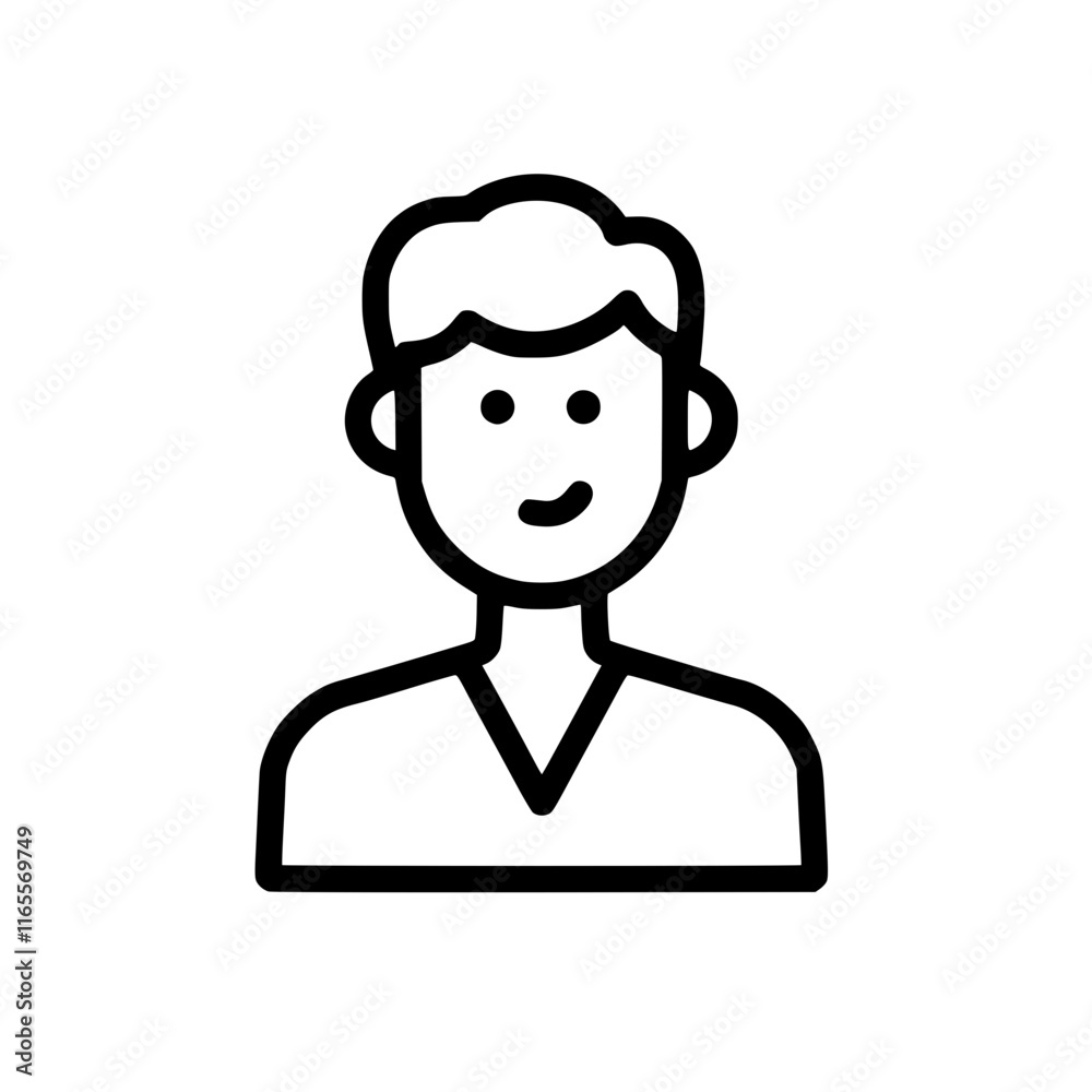 Smiling male avatar. Simple line art illustration of a happy person, perfect for profile pictures, websites, and applications needing a friendly, approachable icon. Smiling male avatar. Simple line art illustration of a happy person, perfect for profile pictures, websites, and applications needing a friendly, approachable icon.