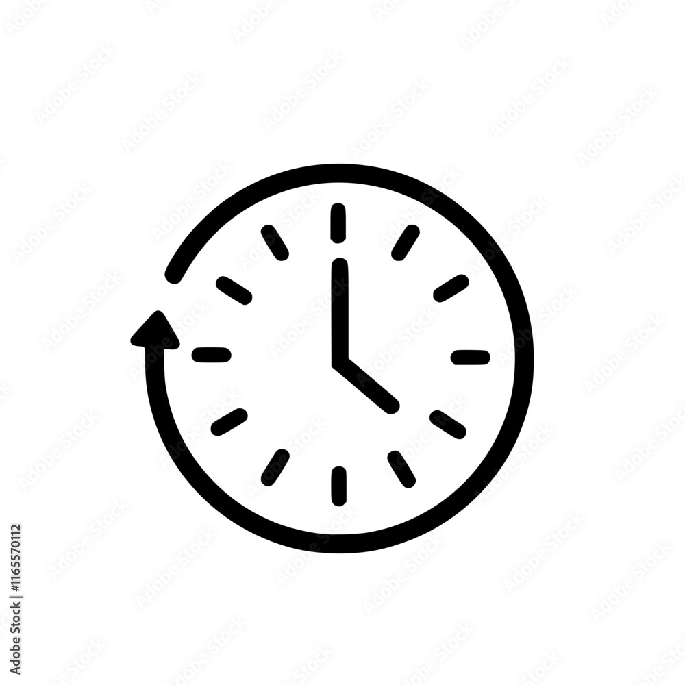 Clock icon symbolizing time, schedule, and planning.  Perfect for websites, apps, or presentations needing a visual representation of time management and efficiency.