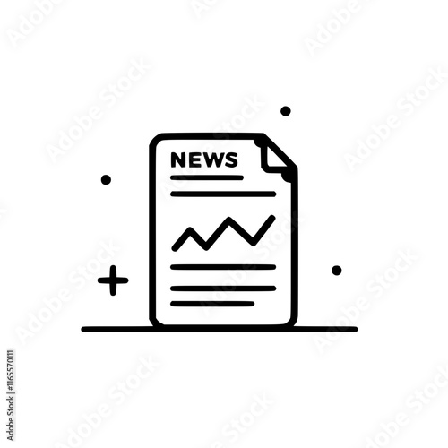 News report graphic.  A simple line drawing of a news article with a chart illustrating data or trends.  Perfect for illustrating news, analysis, or reporting.
