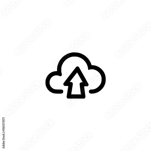 Upload to the cloud. Simple and clean icon representing data upload to a cloud storage service.  Ideal for websites, apps, and presentations needing a clear visual of data transfer.