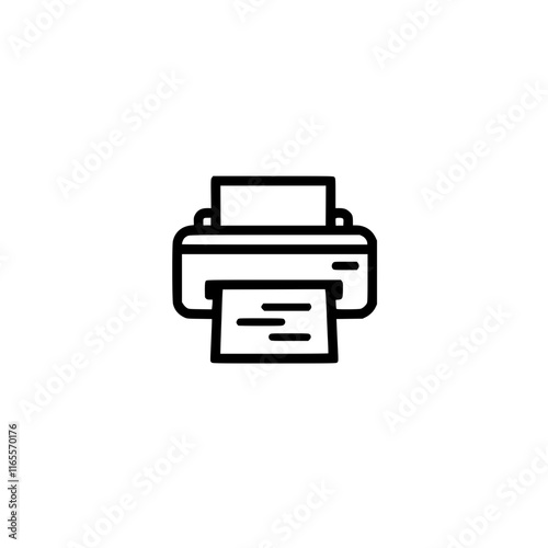 Line art illustration of a printer printing a document.  Simple and clean design, perfect for websites, apps, or presentations needing a printer icon.