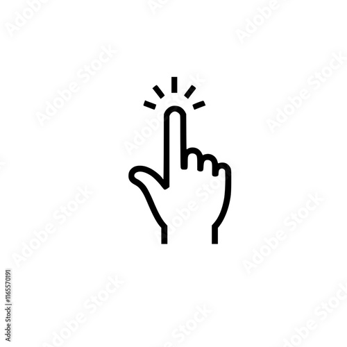 Simple hand cursor icon, index finger pointing upwards, indicating clicking, selection, or interaction.  Perfect for websites, apps, and digital interfaces.