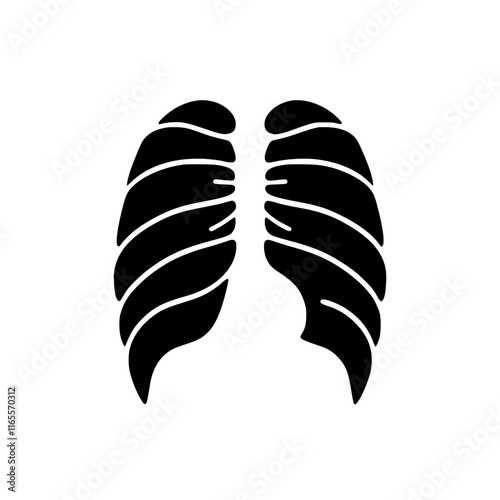 Lung Icon Silhouette – Human Respiratory Organ Symbol in Black