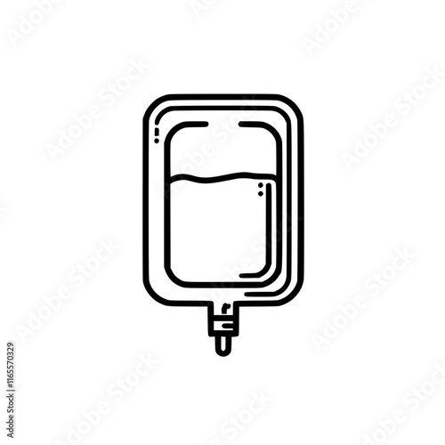 Intravenous bag illustration.  A simple line drawing of a medical IV bag, perfect for healthcare or medical related projects.  Clean and modern design.