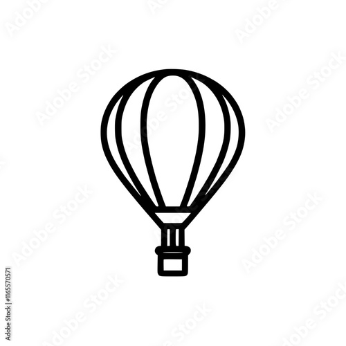 A simple line drawing of a hot air balloon, perfect for travel, adventure, or whimsical designs.  Its clean lines and elegant shape make it versatile for various applications.