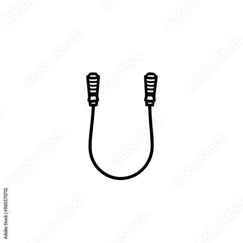 A simple line drawing of a jump rope, perfect for fitness, exercise, and sport-related designs.  The minimalist style is versatile and easily adaptable.