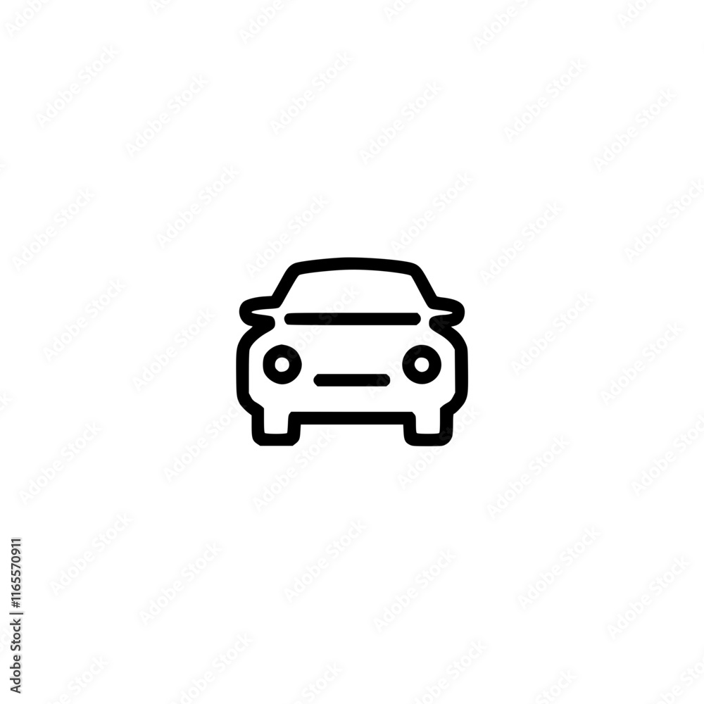Simple line art illustration of a car viewed from the front. Clean lines and minimal details create a modern aesthetic. Ideal for use in automotive or transportation related designs. Simple line art illustration of a car viewed from the front. Clean lines and minimal details create a modern aesthetic. Ideal for use in automotive or transportation related designs.