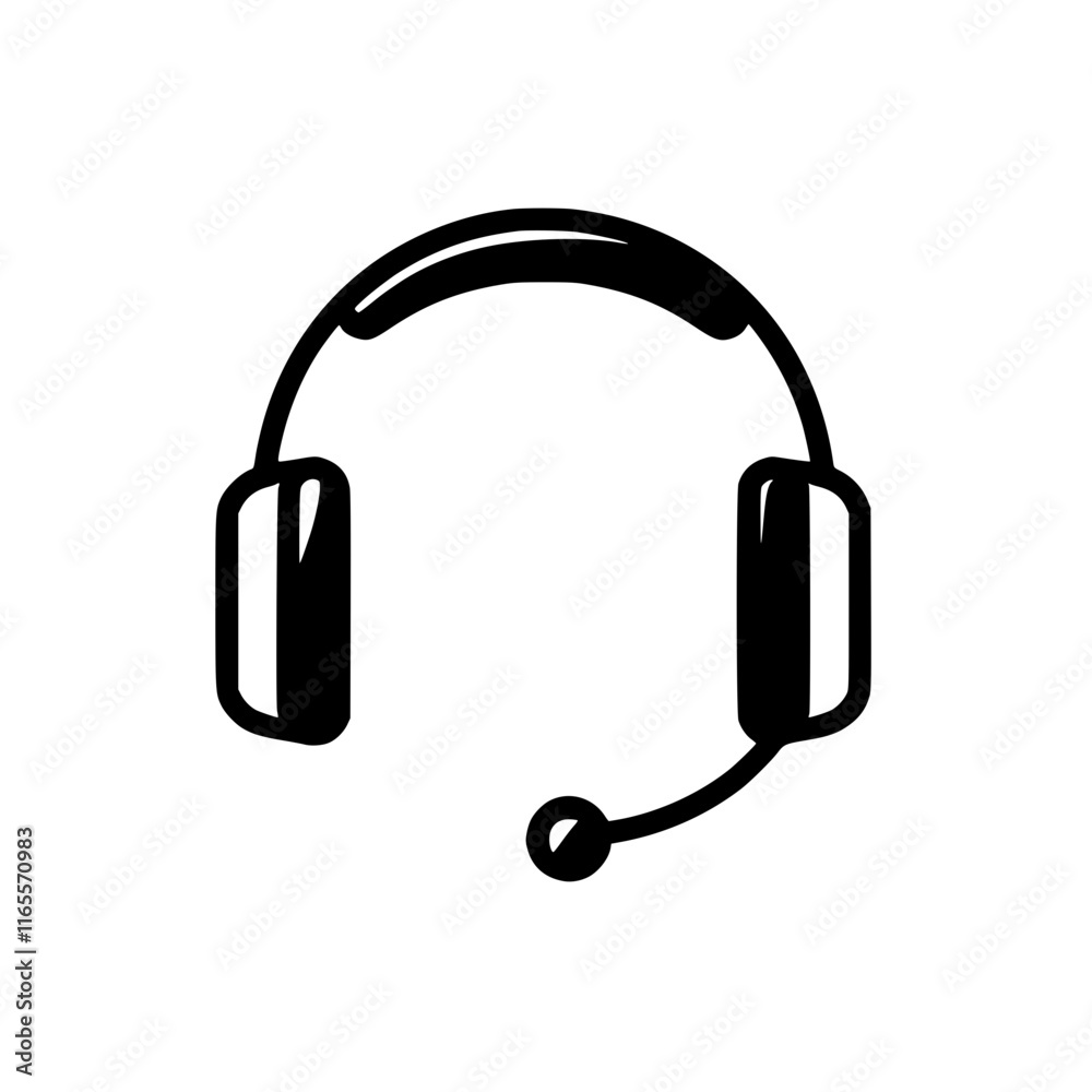 Headset with microphone icon, customer support communication concept vector illustration Headset with microphone icon, customer support communication concept vector illustration