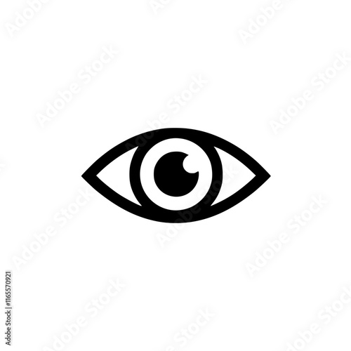 Simple black and white illustration of a human eye.  A clean, minimalist design perfect for various applications, from websites to presentations. Versatile and easily adaptable to different styles.