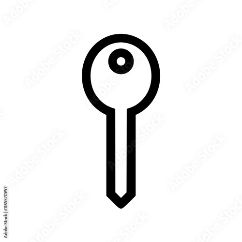 Simple key icon, black outline on white background.  Perfect for security, access, or lock-related designs. Clean and minimalist style.