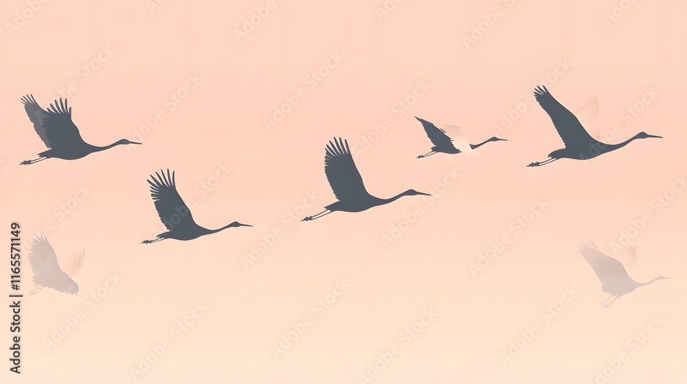 Obraz premium Graceful Crane Silhouettes