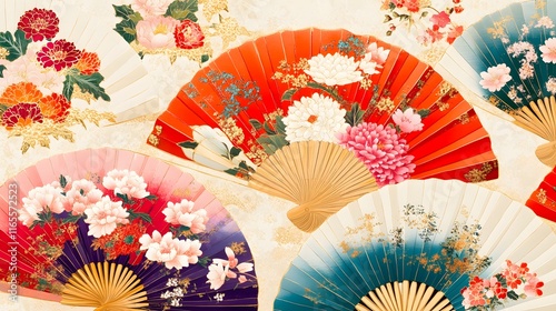 Vibrant Japanese Fan Pattern photo