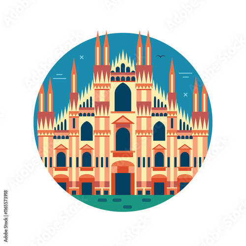 Obraz na płótnie Travel Italy Icon with Milan Cathedral in Flat w salonie