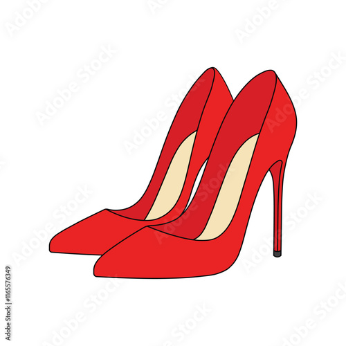 kids drawing vector illustration high heels shoes cartoon isolated