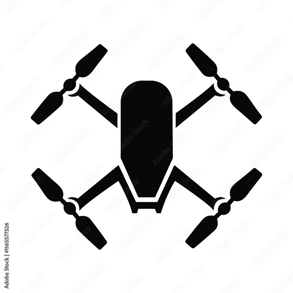 Drone icon, drone quadcopter with action camera, Photo and video drone icon. Drone silhouette icon, Vector drones icon symbol design