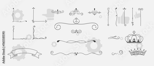 Set of hand drawn vector line border. Lines, borders, underline pencil strokes, drawing dividers. Doodle design. Geometric vintage fashion collection.