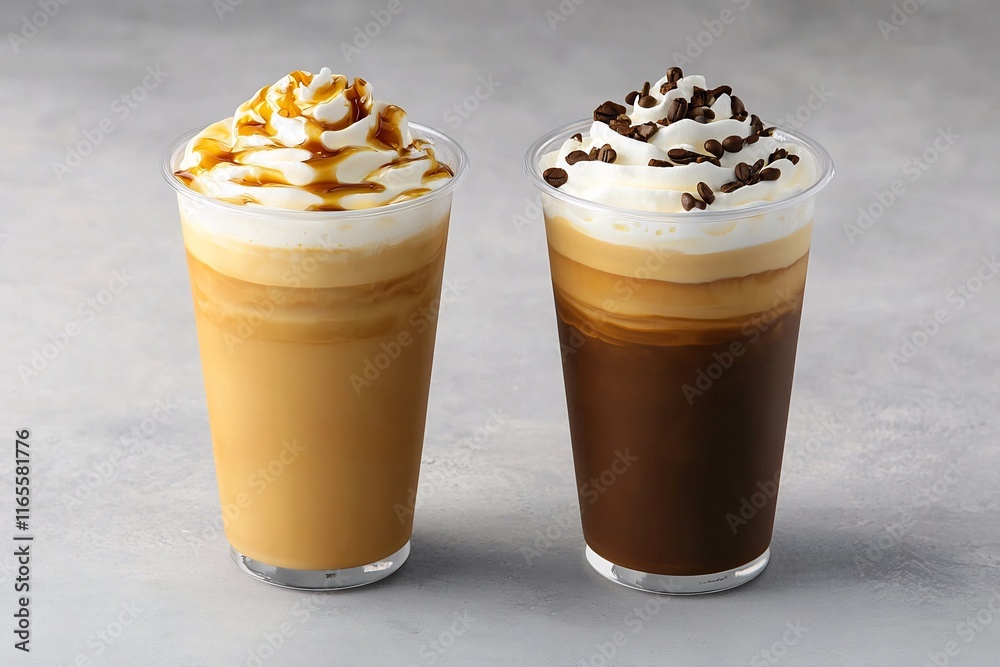 Delightful Coffee Drinks with Creamy Foam and Tempting Toppings for a Cozy and Indulgent Cafe Experience Delightful Coffee Drinks with Creamy Foam and Tempting Toppings for a Cozy and Indulgent Cafe Experience