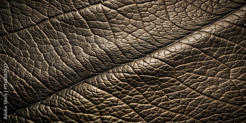 Fototapeta premium A Close-Up View of a Dark Brown Leather Surface, Revealing the Intricate Patterns and Texture of the Material