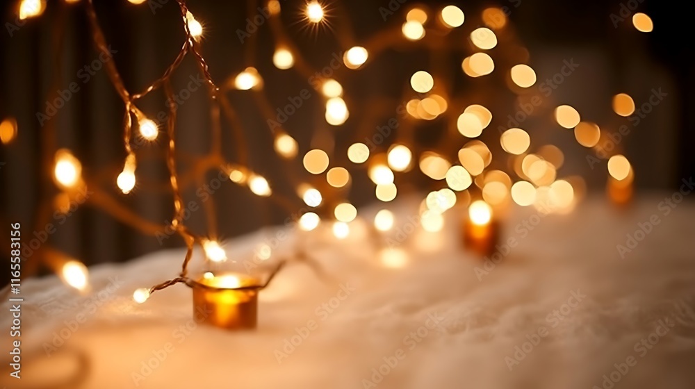 Warm Candlelight and Fairy Lights Glow Softly