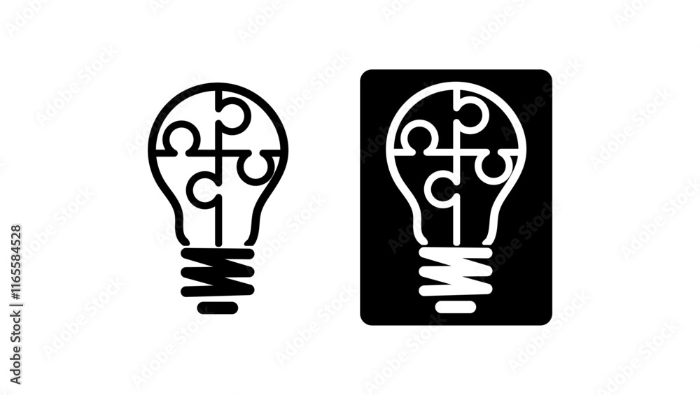Light bulb puzzle , black isolated silhouette Light bulb puzzle , black isolated silhouette