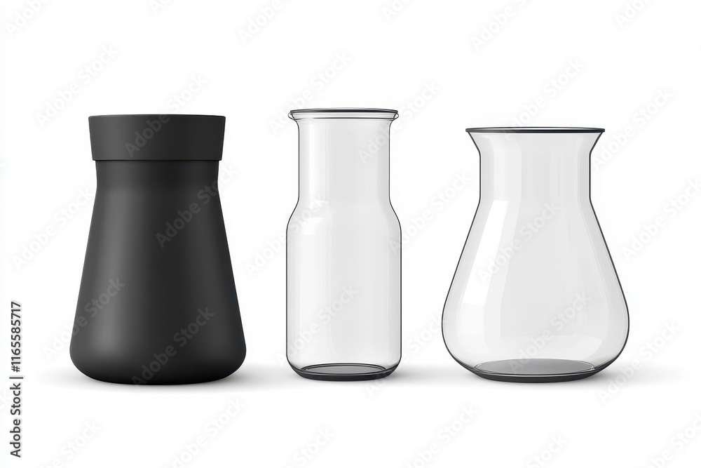3D rendering of laboratory glassware for chemistry experiments including flasks beakers 3D rendering of laboratory glassware for chemistry experiments including flasks beakers