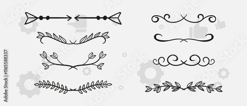 Set of hand drawn vector line border. Lines, borders, underline pencil strokes, drawing dividers. Doodle design. Geometric vintage fashion collection.
